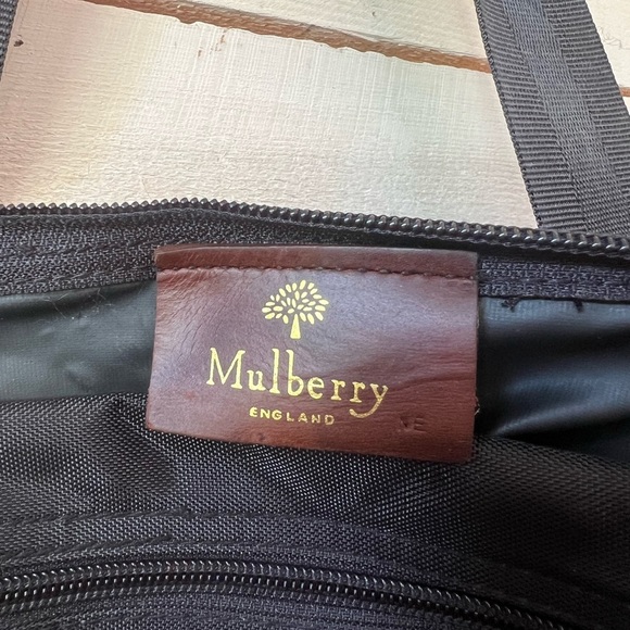 Mulberry Black Nylon Leather Zip Holdall Weekend Carry On Bag Luggage Vintage - Picture 7 of 10